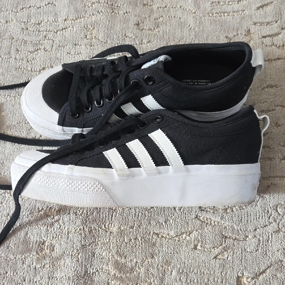 Adidas Women's Black and White Platform Sneakers